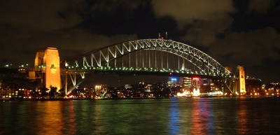 Sydney Harbour Bridge at night by Bidgee from http://commons.wikimedia.org/wiki/File:Sydney_Harbour_Bridge_2005.jpg